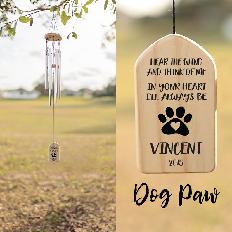 Personalized Wind Chimes | Pet Memorial Gift Chime | Always in Your Heart | Custom Wind Chime | In Memory | Dog Pet Loss | Bereavement Gift 