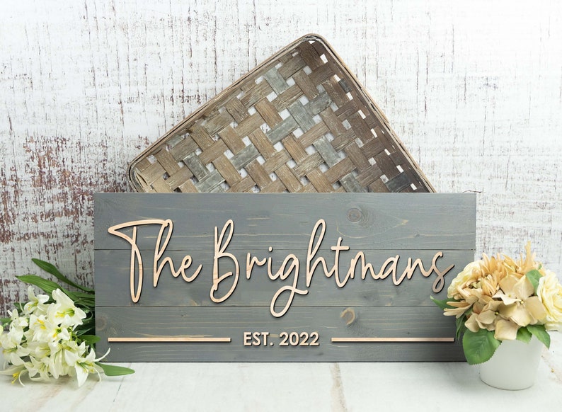 Signature Family Last Name Sign Wedding Gift Personalized Sign Family Name Sign Anniversary Gift Family Sign Pallet Sign image 2