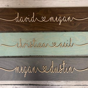Personalized Couple Name Sign, Wedding Gift, Anniversary Gift, Custom Name Sign, Personalized Engagement Couple, Custom Wall Art image 6
