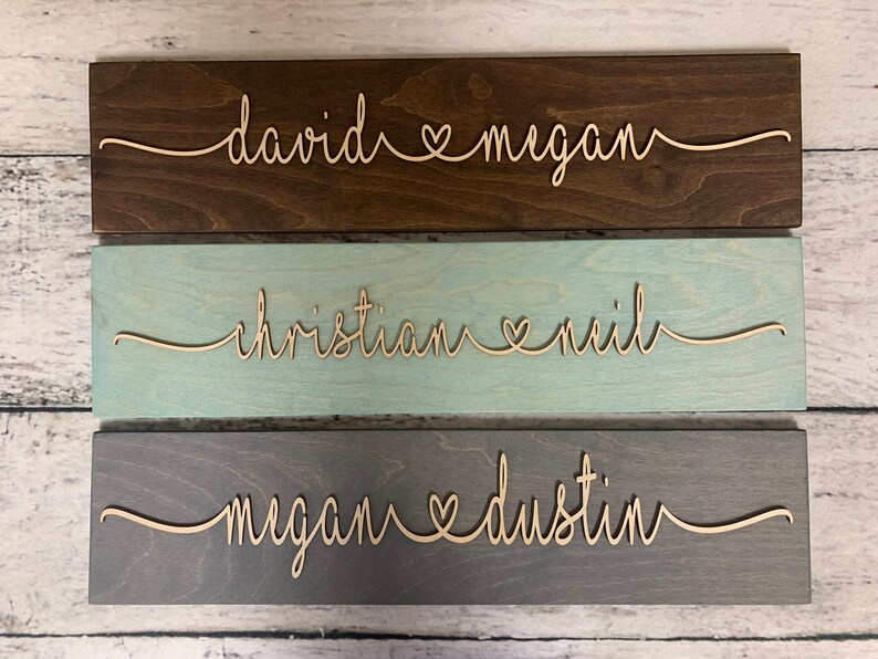 Personalized Couple Name Sign, Wedding Gift, Anniversary Gift, Custom Name Sign, Personalized Engagement Couple, Custom Wall Art image 6
