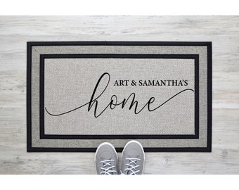 Grey Doormat Couple's Names Home Doormat Wedding Gift Custom Personalized Doormat Closing Gift Welcome Front Door Mat Housewarming Gift 1648
