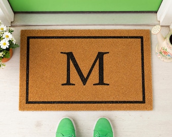 M Monogram Doormat - Housewarming Gift - Letter Welcome Mat