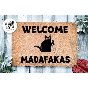 Doormat Welcome Madafakas Cat | Funny Doormat | Go Away Funny Doormat | Welcome Mat | Funny Door Mat | Funny Gift | Home Doormat 1785**