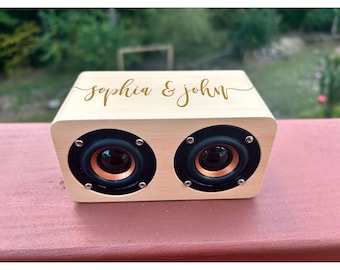 Personalized Wooden Bluetooth Speaker, Custom Speaker For Wedding Gift, Anniversary Gift For Him, Portable Wood Music Lover