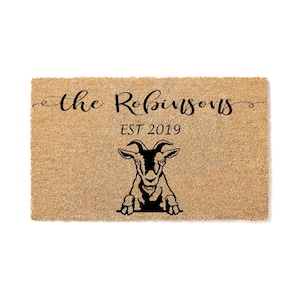 Goat Family Name Custom Doormat | Welcome Mat | Custom Door Mat | Housewarming Gift | Farm Animal Home Decor | Personalized Gift 1932