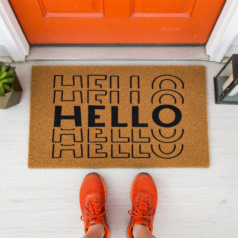 Hello Welcome Mat Entry Rug Outdoor Mat Gift 1826