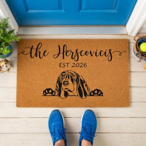 Personalized Basset Hound Doormat, Custom Doormat, Housewarming Gift, Wedding Gift, Welcome Mat, Funny Doormats, New Home image 11