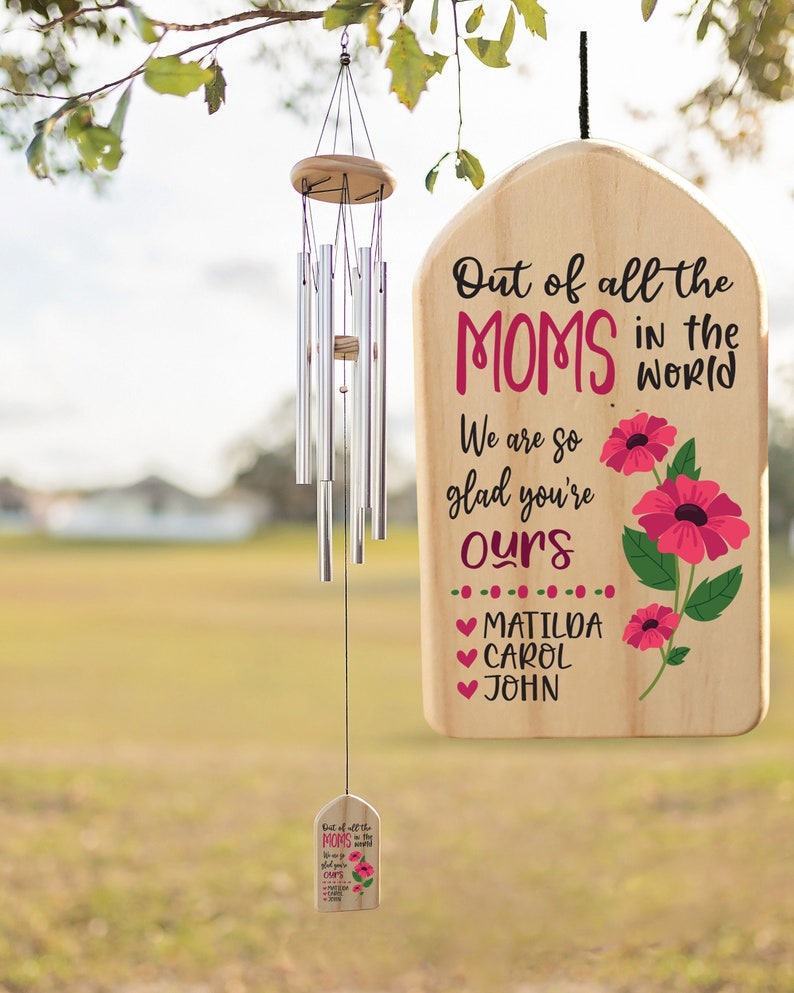 Mother's Day Gift for Mom Personalized Gift Mom Gift Mothers Day Gift Custom Wind Chime Gift for Mom from Kids Gift Family Gift image 3