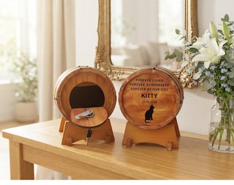 Cat Memorial Urn, Personalized Pet Loss Gift, Custom Cat Urn For Ashes, Wooden Pet Cremation Personalized Keepsake