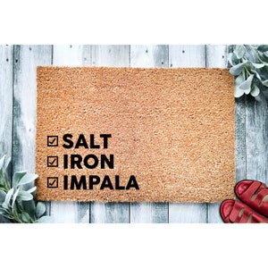 Salt Iron Impala Checklist | TV Show Geek Doormat  Supernatural Fan Housewarming Gift Doormat Closing Gift Welcome Doormat Home Decor 1979**