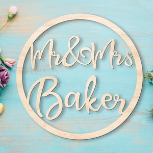 Mr & Mrs Last Name Wedding Anniversary Cutout - Engagement or Wedding Gift - Couples Gift - Love Sign - Gift for Newlyweds Decor 7214