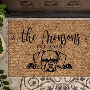 Custom Doormat Puggle Dog Gift Personalized Doormat Welcome Mat Housewarming Gift Closing Gift Last Name Door Mat Puppy 1234 image 5