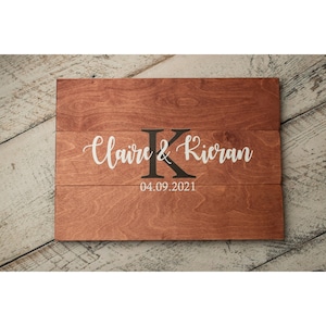 Wedding Guestbook Board - Guestboard Monogram Sign - Wedding Sign - Established Sign - Personalized Wedding Gift - Custom Wood Sign 7024