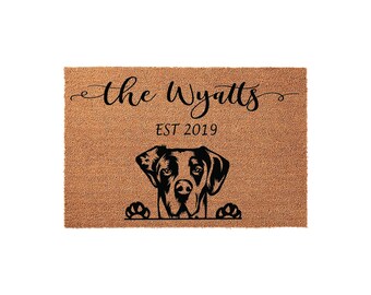 Custom Dog Welcome Mat, Personalized Doormat, Great Dane Housewarming Gift