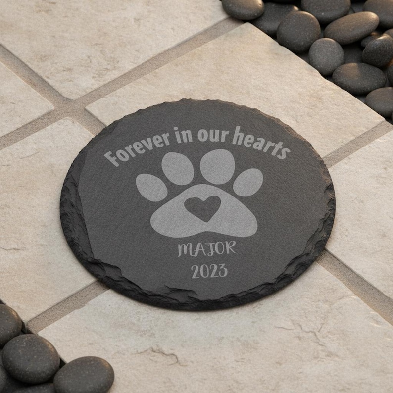 Pet Memorial Stone, Pet Loss Gift, Heart Slate Plaque, Custom Dog Memorial, Cat Sympathy Gift, Engraved Grave Marker, Remembrance image 7