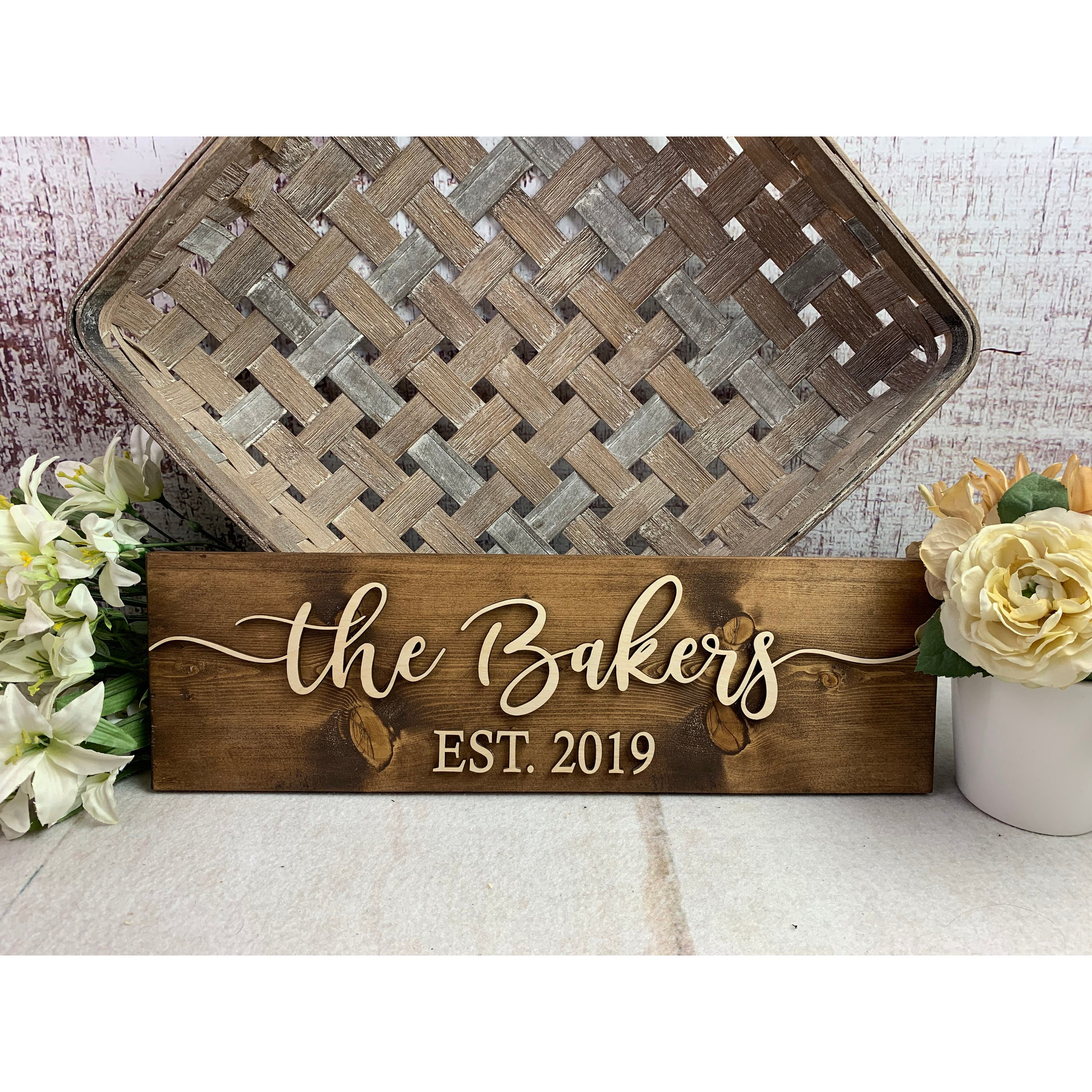 Last Name Sign - Custom Wood Sign - Established Sign - Personalized Wedding Gift - Wedding Sign - 3D Sign - Family Name Sign