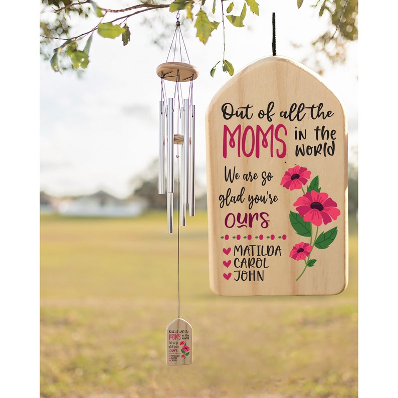 Mother's Day Gift for Mom Personalized Gift Mom Gift Mothers Day Gift Custom Wind Chime Gift for Mom from Kids Gift Family Gift image 2