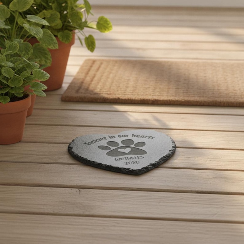 Pet Memorial Stone, Pet Loss Gift, Custom Memorial, Dog Cat Heart Slate Plaque, Sympathy Gift, Keepsake image 11