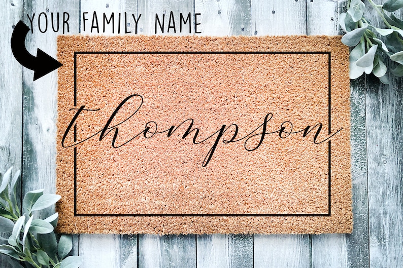 Elegant Family Name Custom Doormat | Wedding Gift | Custom Doormat | Personalized Doormat | Closing Gift | Welcome Mat | Front Door Mat 