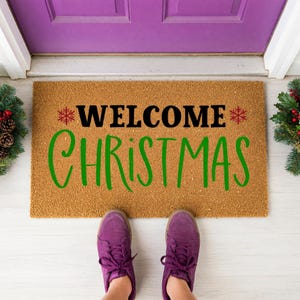 Welcome Christmas Doormat Snowflake Holiday Entry Rug 1577