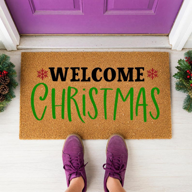 Welcome Christmas Doormat Snowflake Holiday Entry Rug 1577