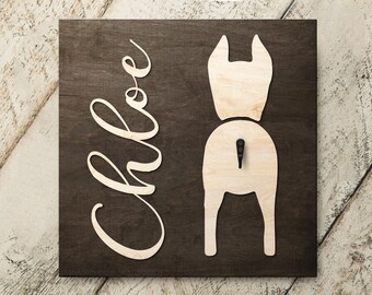 Custom French Bulldog Dog Leash Holder, Personalized Pet Name Sign for Birthday Christmas Gift