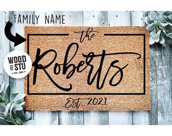 Wedding Gift for Couple Engagement Gift Housewarming Welcome Mat Last Name Monogram Rug Housewarming Doormat Housewarming Gift Door Mat 1008