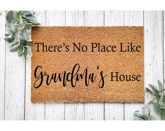 Custom Doormat Cute Mother's Day Gift for Grandma There's No Place Like Grandma's Personalized Gift Nanny Nana Grammy Granny Door Mat 1002