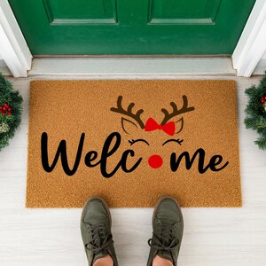 Christmas Reindeer Doormat, Welcome Mat, Holiday Door Mat, Winter Doormat, Christmas Gift, Funny Doormats, Festive Porch Decor 画像 8