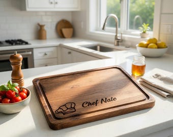 Personalized Chef Cutting Board, Custom Engraved Wood Chopping Board, Chef Gift, Housewarming Gift, Anniversary Cooking Present