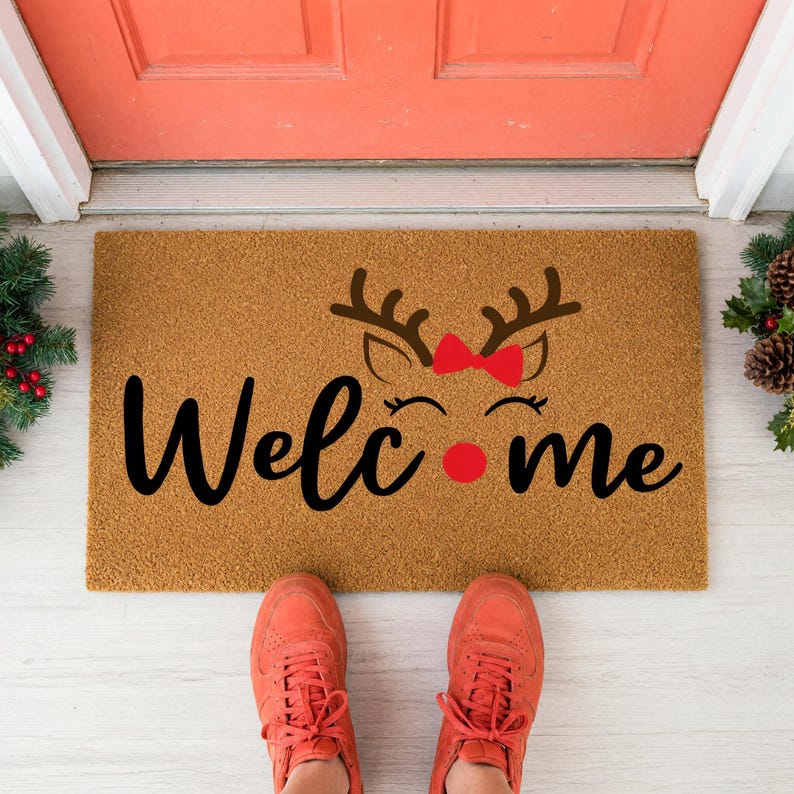 Christmas Reindeer Doormat, Welcome Mat, Holiday Door Mat, Winter Doormat, Christmas Gift, Funny Doormats, Festive Porch Decor 画像 10