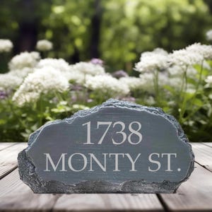 Engraved Address Outdoor Garden Stone | Custom Family Name Rock, Memorial Plaque, Yard Decor, Address Sign, Unique Personalized Gift 7840
