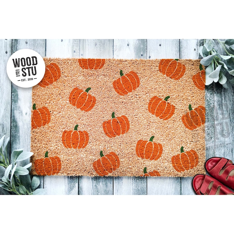 Doormat Pumpkin Pattern Door Mat Fall Doormat Welcome Mat Cute Pumpkin Halloween Its Fall Yall Autumn Decor Gift Home Doormat 1745 image 1