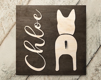 Dog Leash Holder: Blue Heeler Name Cutout (Personalized Sign 4363)