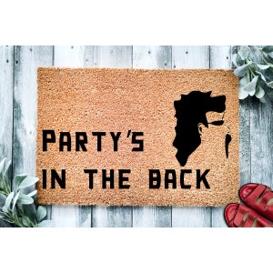 Doormat Party's in the back Funny Doormat | Mullet Door Mat Welcome Mat Funny Door Mat Funny Gift Home Doormat Housewarming Gift 1053**