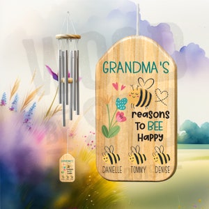 Personalized Wind Chimes Gift | Grandma Gift Chime | Mother's Day Gift | Custom Wind Chime | Grandparent's Day Gift | Gift for Grandma