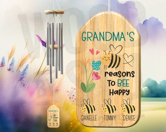 Personalized Wind Chimes Gift | Grandma Gift Chime | Mother's Day Gift | Custom Wind Chime | Grandparent's Day Gift | Gift for Grandma