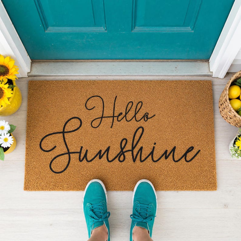 Hello Sunshine Welcome Mat, Coir Doormat for Housewarming, New Home Gift, Anniversary Birthday image 10