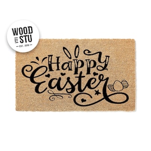 Happy Easter – Easter 100% Coconut Coir Doormat • Holiday Welcome Mat & Spring Door Mat • Comes in 7 Sizes 1363stk