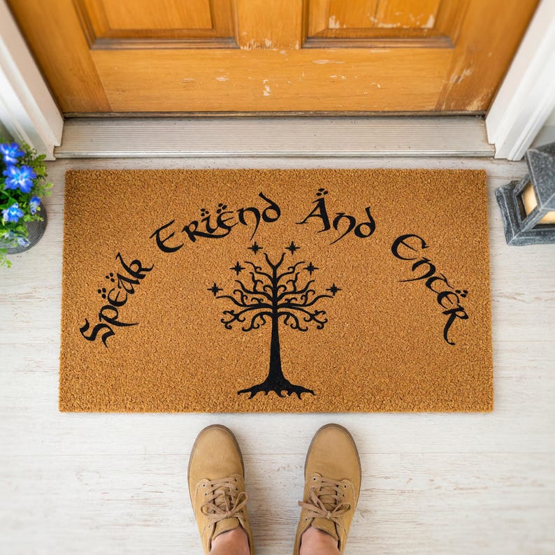 Speak Friend And Enter Welcome Mat, Coir Doormat for Housewarming, Fantasy Movie Fan Gift image 8