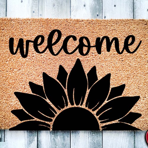 Sunflower Door Mat Flower Theme Doormat Spring Etsy