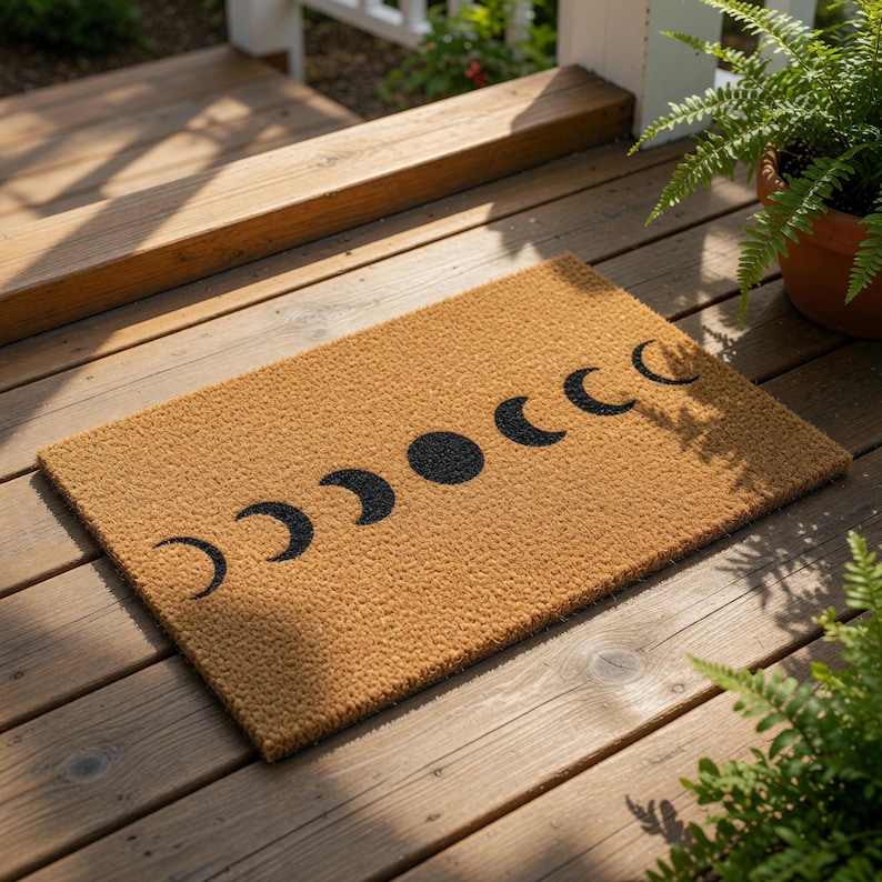 Moon Phase Doormat, Celestial Welcome Mat, Minimalist Housewarming Gift, Boho Front Door Mat, Witchy Entryway Rug, Moon Phase