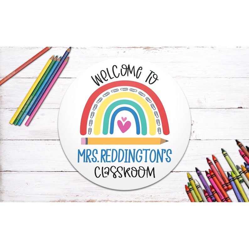 Personalized Teacher Door Sign - Welcome to My Classroom Round 7387 - Etsy