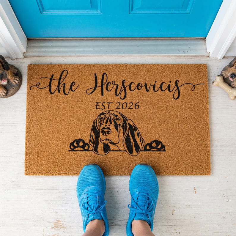 Personalized Doormat Family Name Est Welcome Dog Paw Print Mat 1163