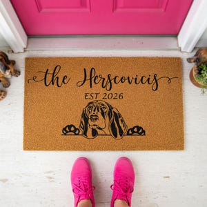 Personalized Doormat Family Name Est Welcome Dog Paw Print Mat 1163