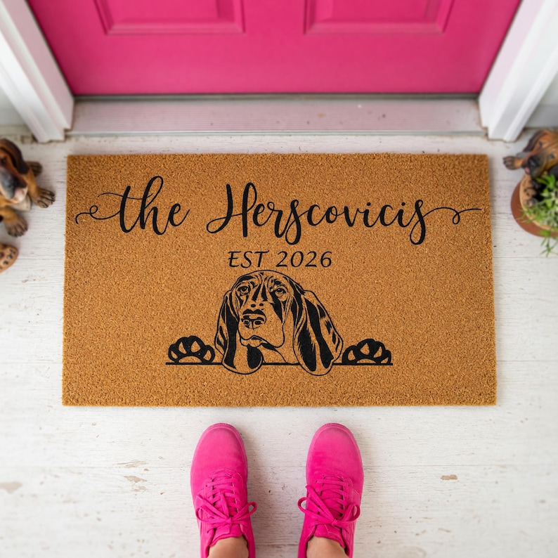 Personalized Doormat Family Name Est Welcome Dog Paw Print Mat 1163