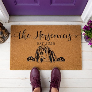 Personalized Doormat Family Name Est Welcome Dog Paw Print Mat 1163