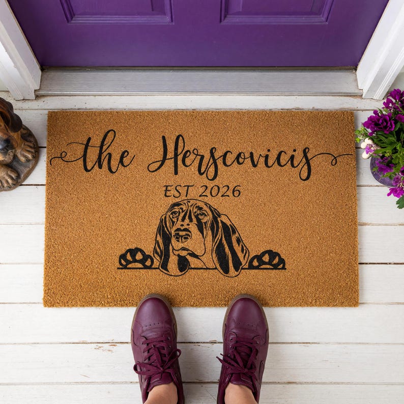 Personalized Doormat Family Name Est Welcome Dog Paw Print Mat 1163