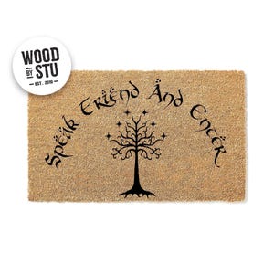 Speak Friend Enter Doormat | Welcome Mat | Elvish Door Mat | Nerdy Housewarming Gift | Geek Family Home Decor | Closing Gift 1425stk