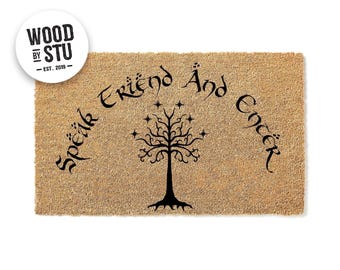 Speak Friend Enter Doormat | Welcome Mat | Elvish Door Mat | Nerdy Housewarming Gift | Geek Family Home Decor | Closing Gift 1425stk